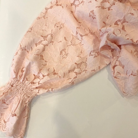 Free People Olivia Balloon Lace Blouse Pink S - Picture 6 of 7